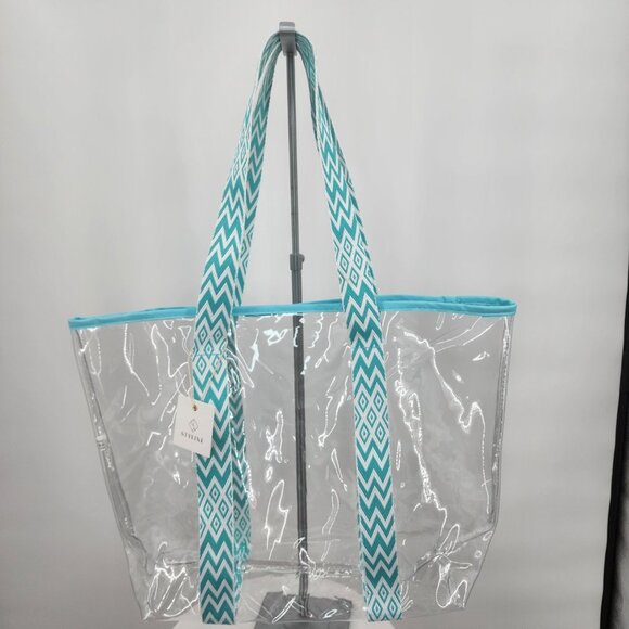 Clear Festival Stadium Concert Tote Bag With Aztec Print Straps NWT - Picture 3 of 6